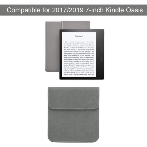  Emoly Leather Kindle Sleeve for Kindle Paperwhite 7 E-Reader - Protective Insert Sleeve Case Cover Bag Fits Kindle Paperwhite 10th Generation 2019 / 9th Generation 2017, Gray