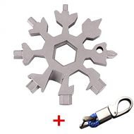 Emoly 18-in-1 Snowflake Multi Tool, Stainless Steel Snowflake Bottle Opener Kit, Portable Stainless Steel Keychain Screwdriver for Outdoor Enthusiast and Mens Gift (Silver)