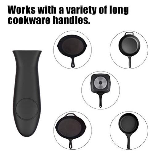  [아마존베스트]Emoly Silicone Hot Handle Holder, 3 Pack Pot Holders Cover Rubber Hot Resistant Non Slip Pot Holder Sleeves for Cast Iron Skillets Metal Frying Pans Aluminum Cookware Handles (Blac