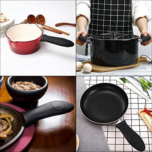  [아마존베스트]Emoly Silicone Hot Handle Holder, 3 Pack Pot Holders Cover Rubber Hot Resistant Non Slip Pot Holder Sleeves for Cast Iron Skillets Metal Frying Pans Aluminum Cookware Handles (Blac