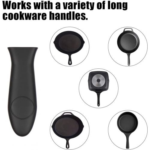  [아마존베스트]Emoly Silicone Hot Handle Holder, 3 Pack Pot Holders Cover Rubber Hot Resistant Non Slip Pot Holder Sleeves for Cast Iron Skillets Metal Frying Pans Aluminum Cookware Handles (Blac