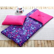 Emonia Aromzen Sleeping Bag and Pillow Cover, Purple Pink Teal Floral Indoor Outdoor Camping Youth Girls