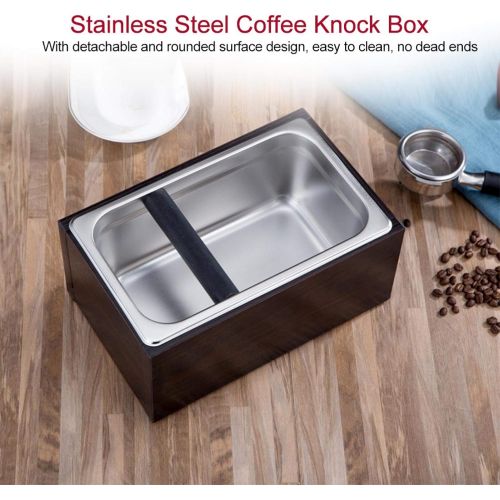  Emoshayoga Espresso Coffee Grind Knock Box Shock-Absorbent Mini Hexagon Coffee Grounds Knock Box with handle Coffee Grounds Container Waste Bin