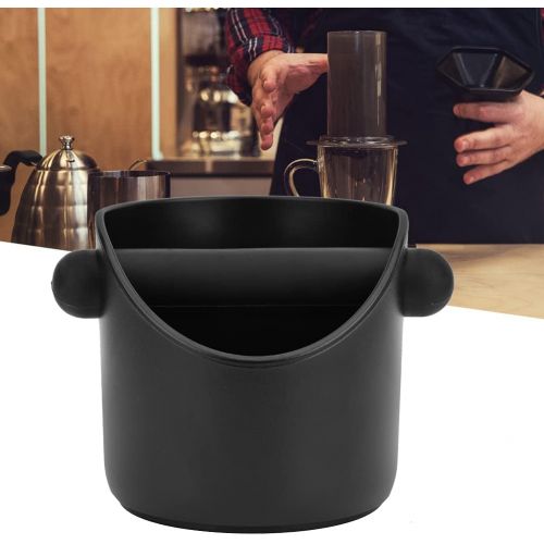  Emoshayoga Detachable Large Capacity Coffee Ground Container Coffee Slag Grounds Bucket with Rubber Anti-Slip Coffee Knock Box for Coffee Ground for Espresso Machines(Straight mouth)