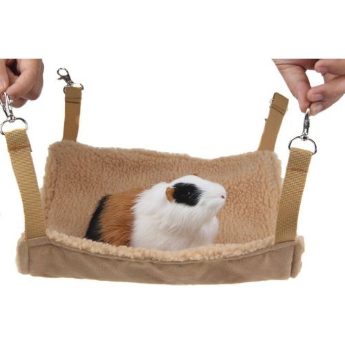  emours Small Animal Hammock Hamster House Hanging Bed Cage Toys for Mice Rats Ferret Chinchilla and More, Brown