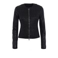 Emporio Armani Woven leather fitted jacket