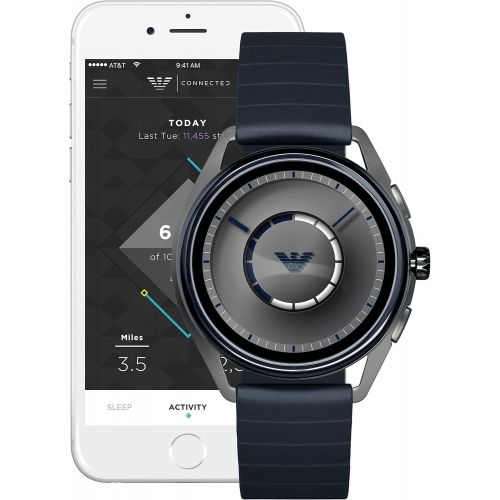  Emporio+Armani Emporio Armani Mens Smartwatch Stainless Steel and Rubber Smart Watch, Color:Blue (Model: ART5008)