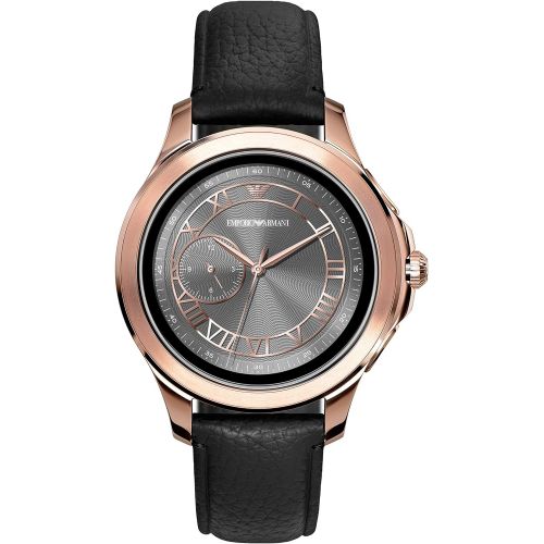  Emporio+Armani Emporio Armani Mens Smartwatch Stainless Steel and Leather Smart Watch, Color:Black (Model: ART5012)