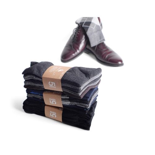  Emprella Dress Socks for Men- 5 Pack Mens Argyle Black or Solid Premium Cotton- Mid Calf