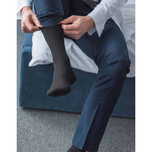  Emprella Dress Socks for Men- 5 Pack Mens Argyle Black or Solid Premium Cotton- Mid Calf