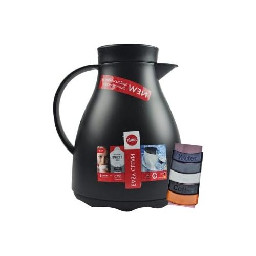  Emsa 507594 Isolierkanne, 1 Liter, Quick Tip Verschluss, 100% dicht, Tief-Schwarz Easy Clean