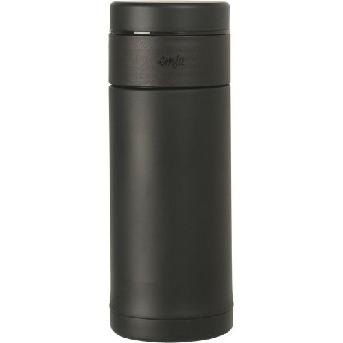  Emsa 515282 Tee Isolierbecher Mobility Slim, 0,42 Liter, 100 % dicht, 12 Stunden heiss und 24 kalt, integrierter Teefilter, schwarz