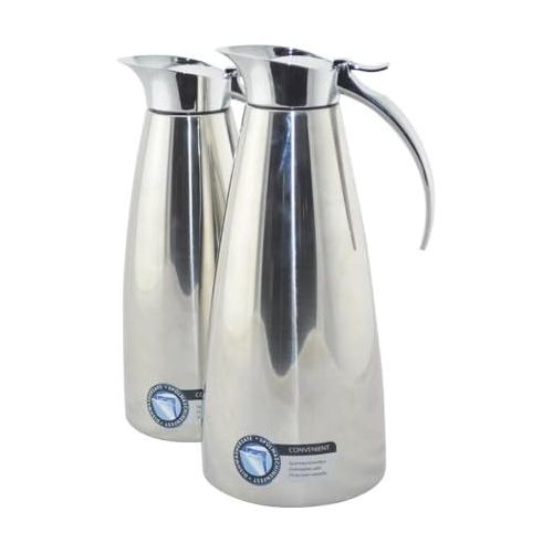  Emsa 502664 Eleganza Isolierkanne, 1,3 Liter, Easy Open Verschluss, edelstahl