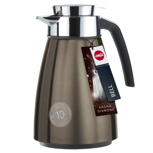  Emsa 513812 Isolierkanne, Eddelstahl 1 Liter, Aroma Diamond, Quick Tip Verschluss, Chocolate, Bell