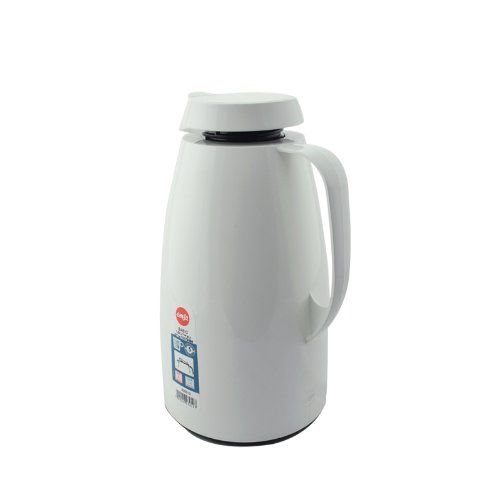  Emsa 505013 Isolierkanne, Thermoskanne, 1,5l Fuellvolumen, Kaffeekanne, Quick Tip Verschluss, Basic in weiss