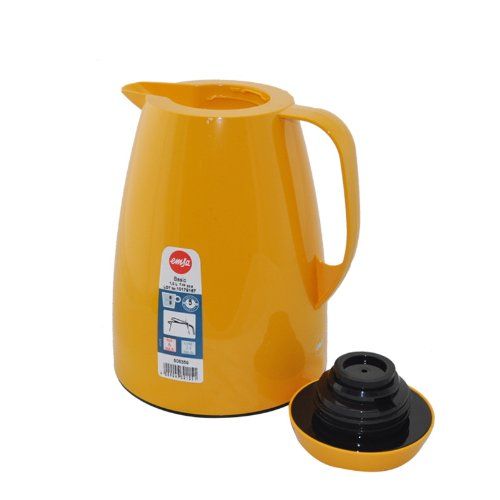 Emsa 508359 Isolierkanne, Thermoskanne, 1l Fuellvolumen, Kaffeekanne, Quick Tip Verschluss, Basic in orange