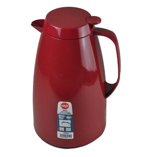  Emsa 508364 Isolierkanne, Thermoskanne, 1,5l Fuellvolumen, Kaffeekanne, Quick Tip Verschluss, Basic in dunkelrot