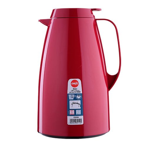  Emsa 508364 Isolierkanne, Thermoskanne, 1,5l Fuellvolumen, Kaffeekanne, Quick Tip Verschluss, Basic in dunkelrot