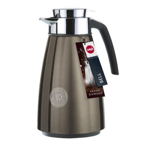  Emsa 513817 Isolierkanne, Edelstahl 1.5 Liter, Aroma Diamond, Quick Tipp Verschluss, Chocolate, Bell