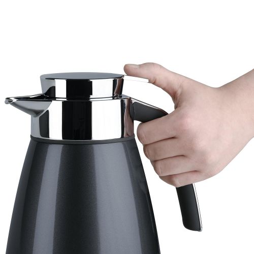  Emsa 513815 Isolierkanne (Edelstahl 1.5 Liter, Aroma Diamond, Quick Tipp Verschluss, Bell) schwarz