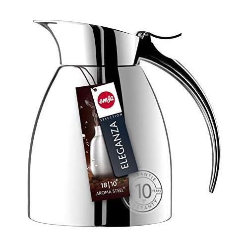  Emsa 502663 Isolierkanne, Edelstahl, 0.3 Liter, Easy Open Verschluss, Eleganza