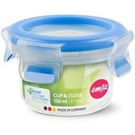 Visit the Emsa Store Emsa Clip & Close 508550 Round Food Storage Container with Lid 0.15 Litres Transparent / Blue