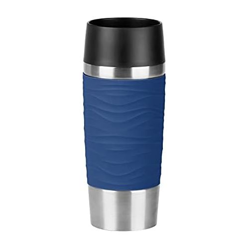  Visit the Emsa Store Emsa N2010900 Travel Mug, Wave Design Vacuum Mug, Stainless Steel Case (18/10), blue, 360ml