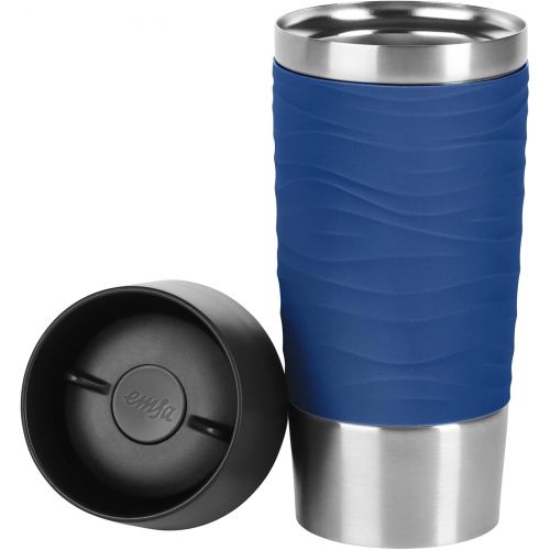  Visit the Emsa Store Emsa N2010900 Travel Mug, Wave Design Vacuum Mug, Stainless Steel Case (18/10), blue, 360ml