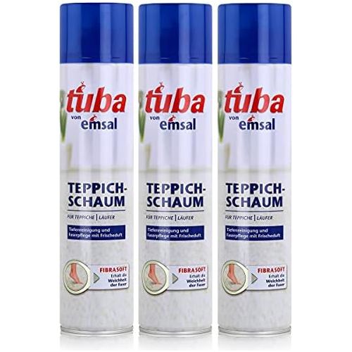  [아마존베스트]3x Emsal Tuba Carpet Foam Fast 600 ml Deep Cleaning and Fibre Care