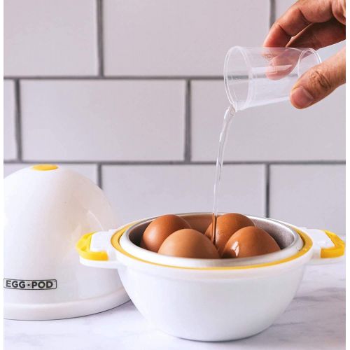  [아마존베스트]EGGPOD by Emson Microwave Hardboiled Egg Maker, Cooker, Boiler & Steamer, 4 Perfectly-Cooked Hard boiled Eggs in Under 9 minutes As Seen On TV