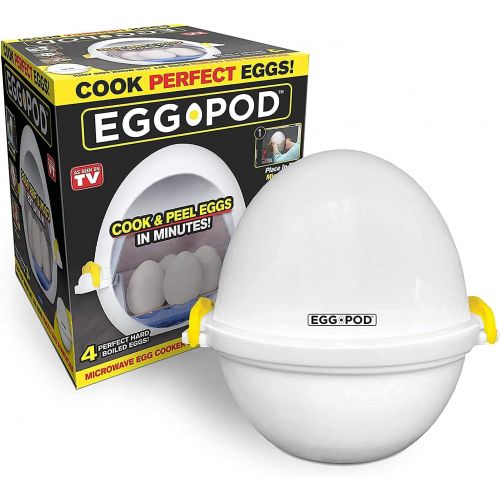  [아마존베스트]EGGPOD by Emson Microwave Hardboiled Egg Maker, Cooker, Boiler & Steamer, 4 Perfectly-Cooked Hard boiled Eggs in Under 9 minutes As Seen On TV