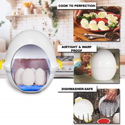  [아마존베스트]EGGPOD by Emson Microwave Hardboiled Egg Maker, Cooker, Boiler & Steamer, 4 Perfectly-Cooked Hard boiled Eggs in Under 9 minutes As Seen On TV