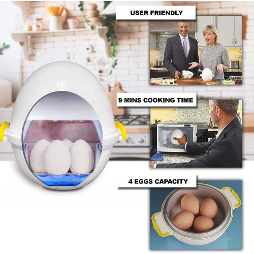  [아마존베스트]EGGPOD by Emson Microwave Hardboiled Egg Maker, Cooker, Boiler & Steamer, 4 Perfectly-Cooked Hard boiled Eggs in Under 9 minutes As Seen On TV