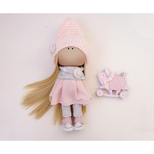  Emycraft2012 Doll Textile Rag Doll Handmade doll Textile doll Doll and piggy a piggy, a symbol of the year, a symbol of 2019