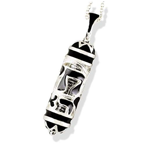  Enamel Jewelry Boutique Mezuzah Necklace Judaica Pendant w Chai, Judaica Jewelry Pendant Am Ysrael Chai    w Prayer Shemah, Birthday Bar Mitzvah Jewish Gift Hebrew Necklace Judaica Necklace for M