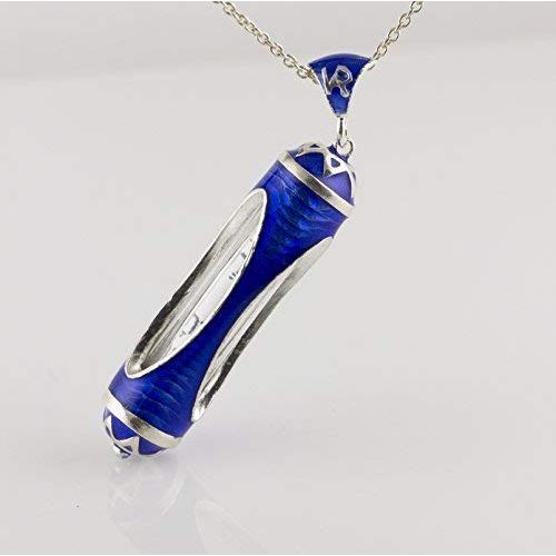  Enamel Jewelry Boutique Judaica Pendant w Healing Prayer Jewish Necklace w Prayer For Health Judaica Necklace Oval Windows Blue Enamel Sterling Silver Jewish Gift