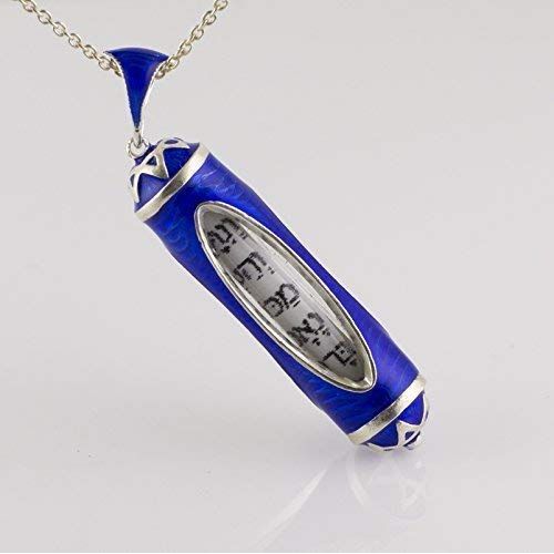  Enamel Jewelry Boutique Judaica Pendant w Healing Prayer Jewish Necklace w Prayer For Health Judaica Necklace Oval Windows Blue Enamel Sterling Silver Jewish Gift