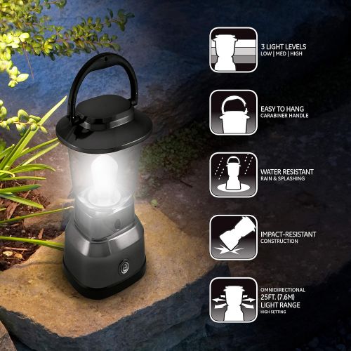  Enbrighten LED Mini Camping Lantern, Battery Powered, 200 Lumens, 40 Hour Runtime, 3 Light Levels, Ideal for Hiking, Outdoors, Emergency, Snow, Hurricane and Storm, Black, 49559