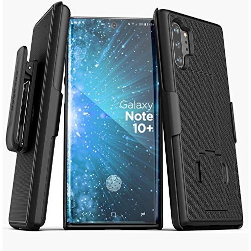  Encased Galaxy Note 10 Plus Belt Clip Case (2019 DuraClip) Ultra Slim Cover with Holster, Matte Black (Samsung Note 10+)