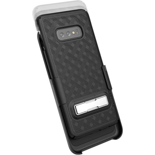  Encased Galaxy S10e Belt Case with Kickstand (2019 Slimline Series) Ultra Thin Cover w/Rotating Holster Clip (for Samsung Galaxy S10 E) Black