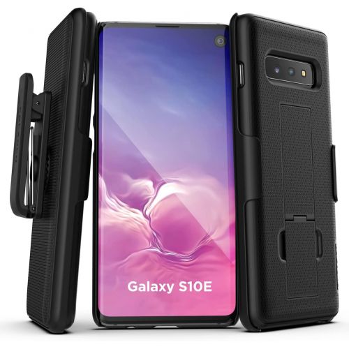  Encased Galaxy S10e Belt Clip Case (2019 DuraClip) Slim Grip Cover w/Holder for Samsung Galaxy S10 E (Black)