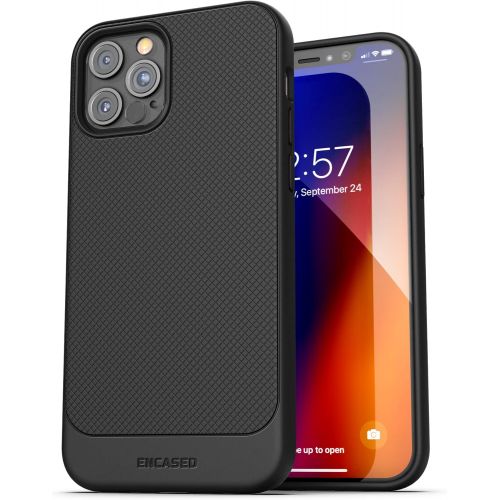  [아마존베스트]Encased Thin Armor Series Compatible with iPhone 12 Pro Max Belt Clip Case Slim Grip Cover with Holster - Black