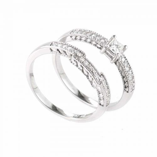  Enchanting 14K White Gold Diamond Bridal Set