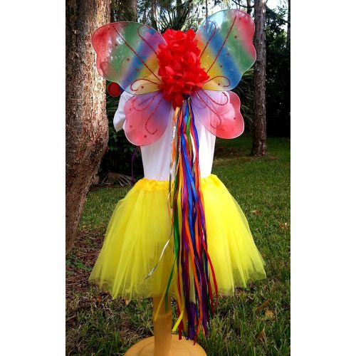  Enchantly Girls Fairy Costume Dress Up Play in Bright Colors with Sturdy Butterfly Wings, Tutu Skirt, Wand and Halo Fits Age 3 to 6