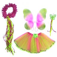 Enchantly Girls Fairy Costume Dress Up Play with Wings, Tutu, Wand & Halo Fits Age 3-6