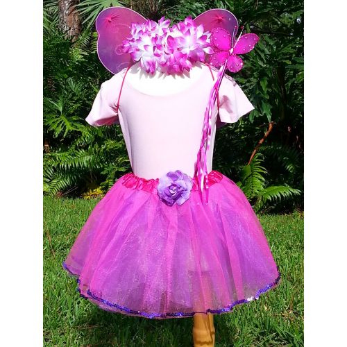  Enchantly Girls Fairy Costume Dress Up Play with Wings, Tutu, Wand & Halo Fits Age 3-6