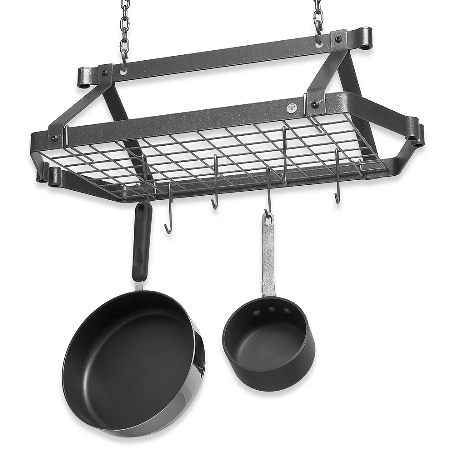 Enclume Decor Retro Hammered Steel Rectangular Pot Rack