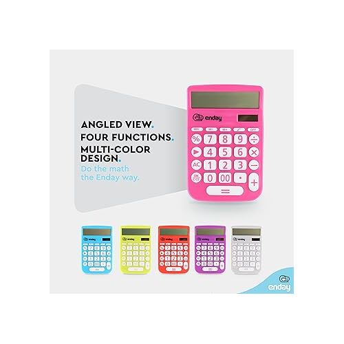  Calculator for Students Pink, Basic Calculator 12 Digits Solar Powered Calculators Large Display Office Desktop Calculator Four Function Handheld Desk Calculator Perfect for Office & School-by Enday