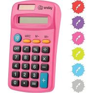 Calculator Pink, Basic Small Solar and Battery Operated, Large Display Four Function, Auto Powered Handheld Calculator School and Kids Available in Green, Red, Purple, Grey, Blue, 240 PK - by Enday