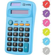 Calculator Blue, Basic Small Solar and Battery Operated, Large Display Four Function, Auto Powered Handheld Calculator School and Kids Available in Green, Red, Purple, Grey, Pink, 1 PK - by Enday